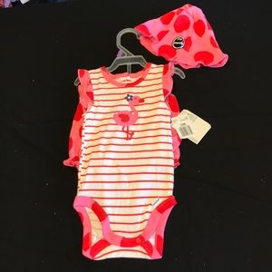 Pink flamingo outfit with reversible sun hat!